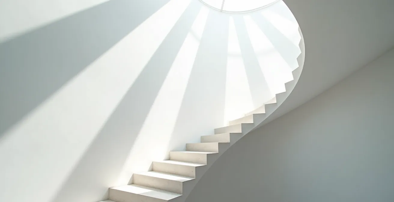 Vue architecturale d'un escalier moderne en perspective ascendante