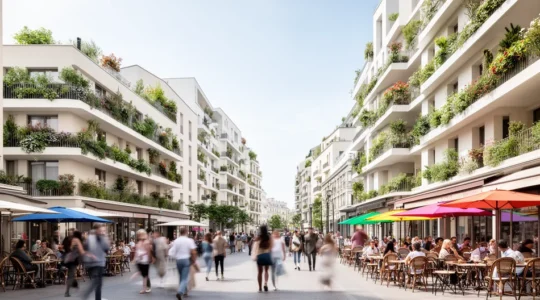 Vue panoramique sur un quartier résidentiel moderne en petite couronne parisienne