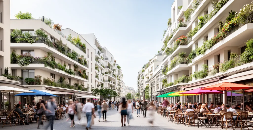 Vue panoramique sur un quartier résidentiel moderne en petite couronne parisienne